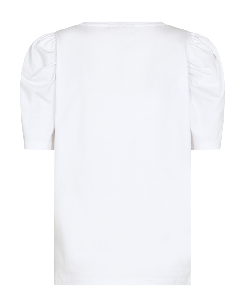 T-shirt med puffermer i mykt bomull fra freequent. Fargen brilliant white.
