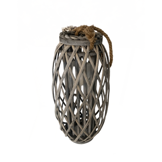 Grå rustikk lyslykt 50 cm høy