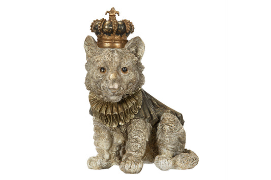 Løveunge med krone fremside 22x21x29 cm