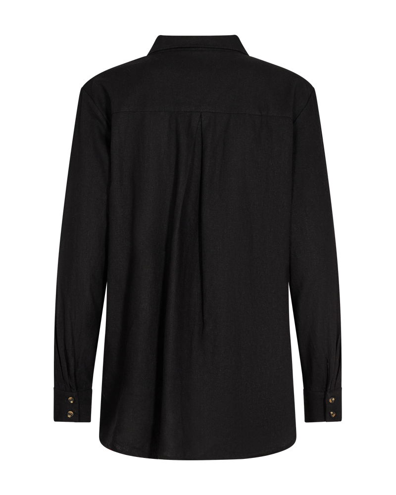 Freequent klassisk skjorte i lin i fargen black